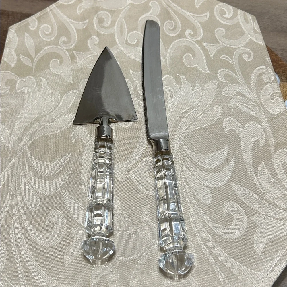 VTG Godinger Wedding Bridal Crystal Silver Plate Cake Server Cutting Knife